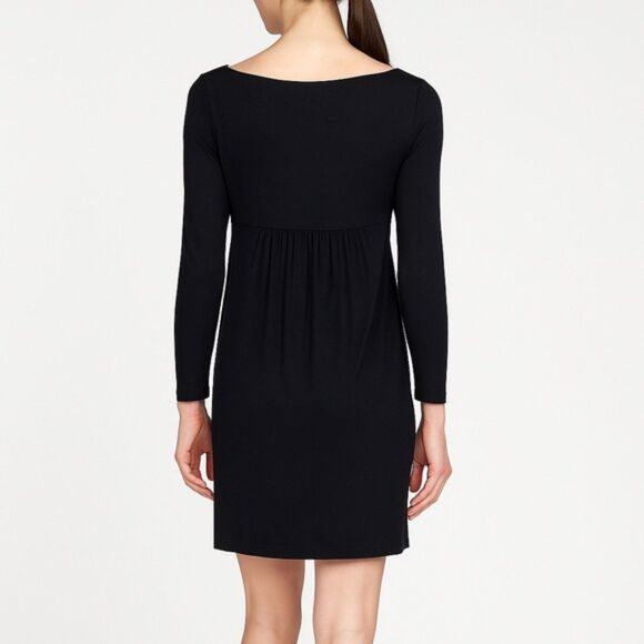 Norma Kamali Dress Size XL Scoop Neck Empire Waist Black Stretch Jersey Knit - Picture 4 of 11